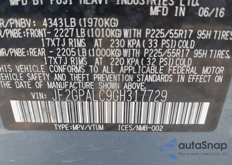 2016 Subaru Crosstrek 2.0I Limited из США, поврежденный, VIN JF2GPALC9GH317729